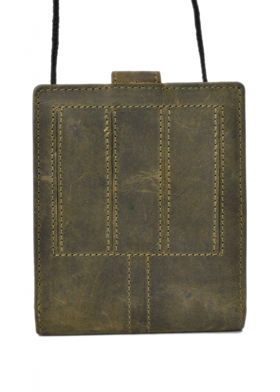 Vintage Brust-Gürtel Scheintasche oliv Leder